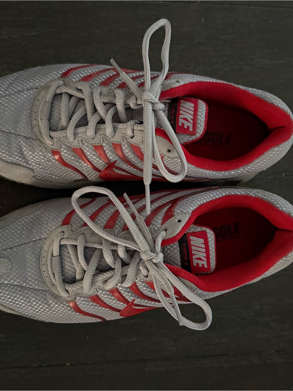 Nike mens Gray and Red Athletic Shoes